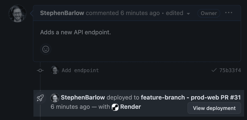 Service preview in GitHub pull request