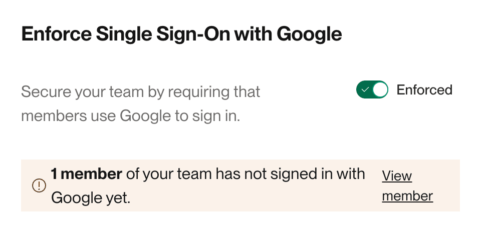UI for enforcing Google account login