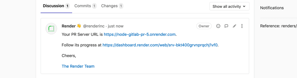 GitLab Merge Request Comment